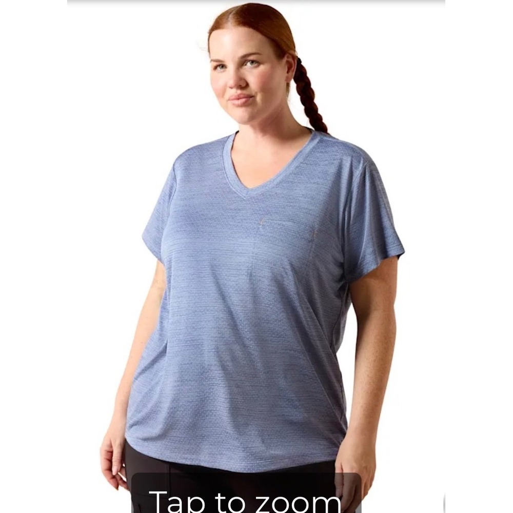 Ariat Rebar Women Blue Heather V-Neck Work T-Shirt Working Hard As A Mother 2X